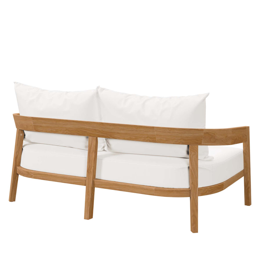 Blake Teak Wood Outdoor Patio Loveseat in Natural White