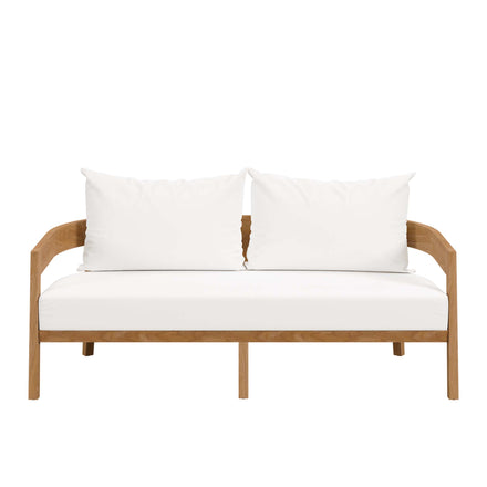 Brisbane Teak Wood Outdoor Patio Loveseat in Natural White