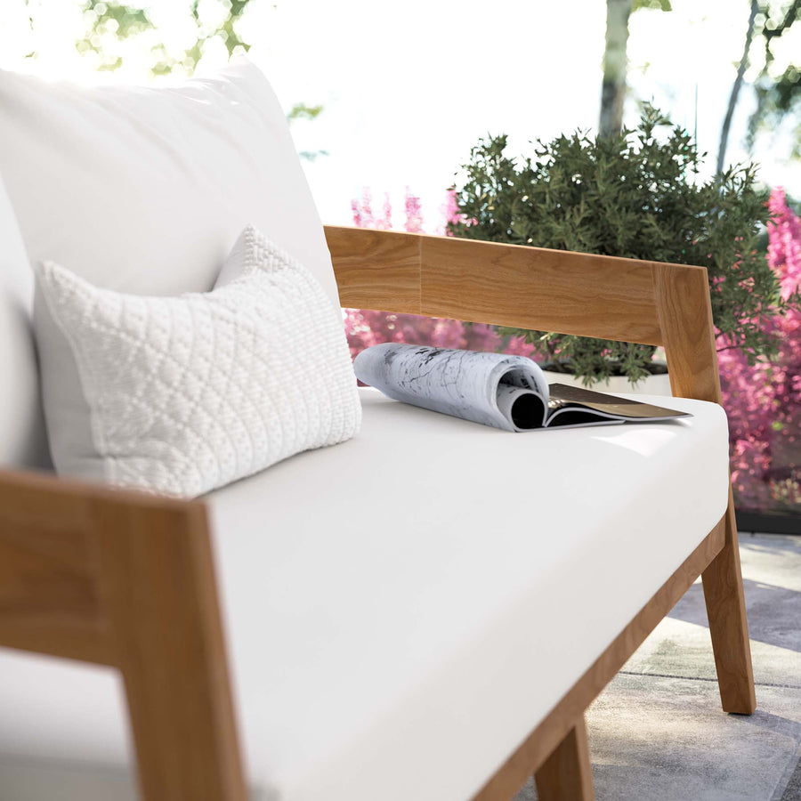 Blake Teak Wood Outdoor Patio Loveseat in Natural White