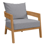 Blake Teak Wood Outdoor Patio Armchair in Natural Gray