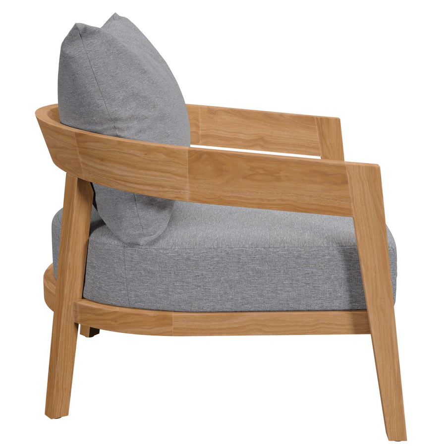 Blake Teak Wood Outdoor Patio Armchair in Natural Gray