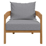 Blake Teak Wood Outdoor Patio Armchair in Natural Gray
