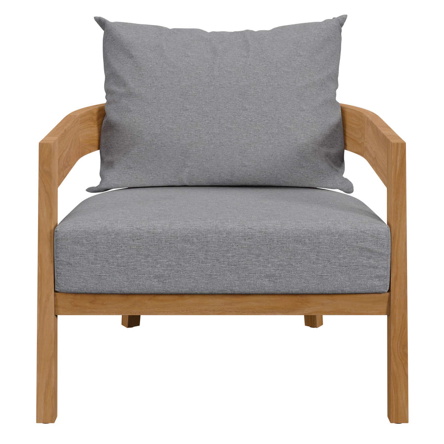 Blake Teak Wood Outdoor Patio Armchair in Natural Gray