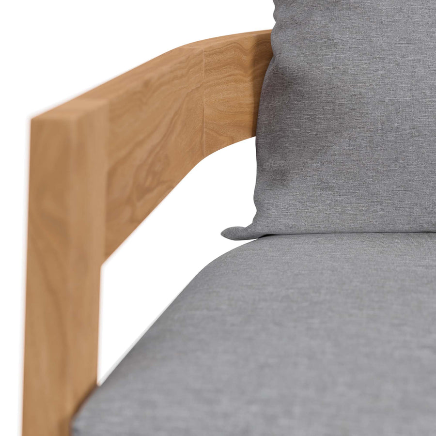 Blake Teak Wood Outdoor Patio Armchair in Natural Gray
