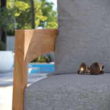 Blake Teak Wood Outdoor Patio Armchair in Natural Gray