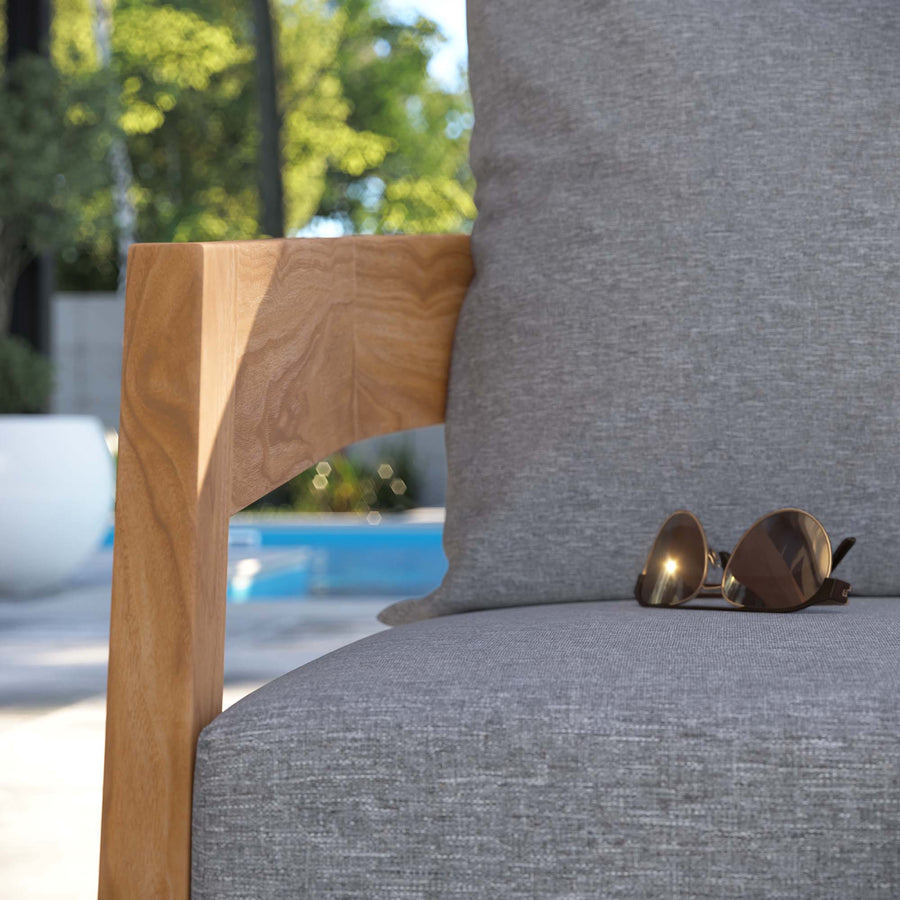 Blake Teak Wood Outdoor Patio Armchair in Natural Gray