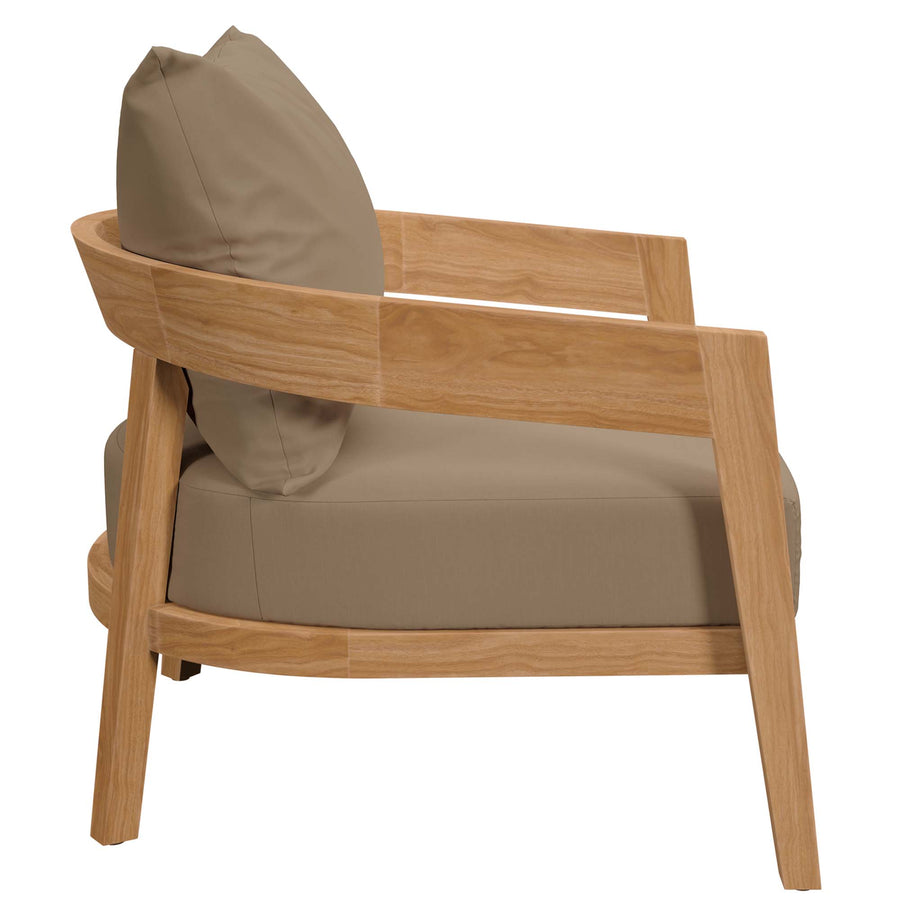 Blake Teak Wood Outdoor Patio Armchair in Natural Light Brown