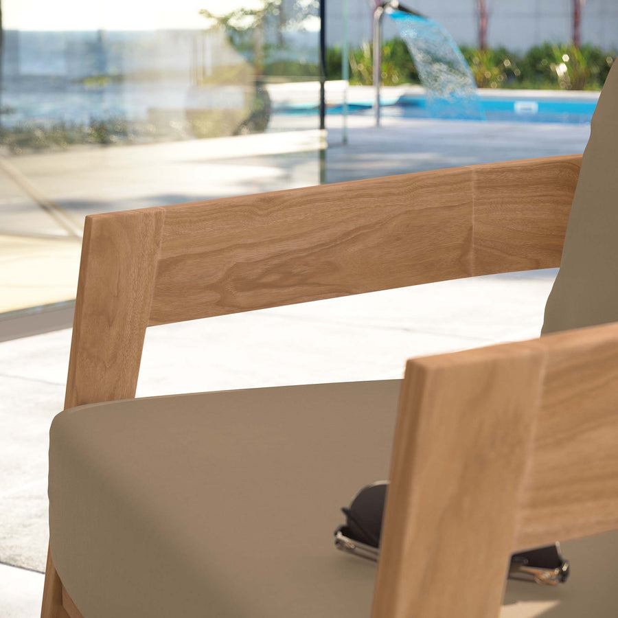 Blake Teak Wood Outdoor Patio Armchair in Natural Light Brown