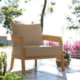 Blake Teak Wood Outdoor Patio Armchair in Natural Light Brown