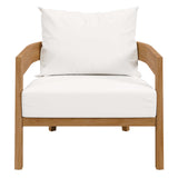 Blake Teak Wood Outdoor Patio Armchair in Natural White
