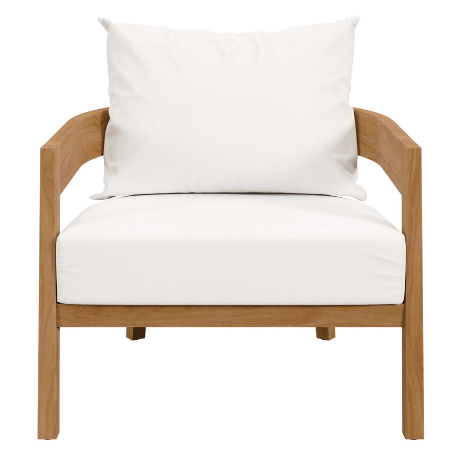 Blake Teak Wood Outdoor Patio Armchair in Natural White