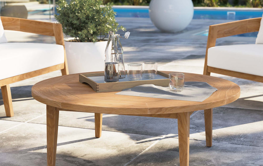 Blake Teak Wood Outdoor Patio Coffee Table in Natural