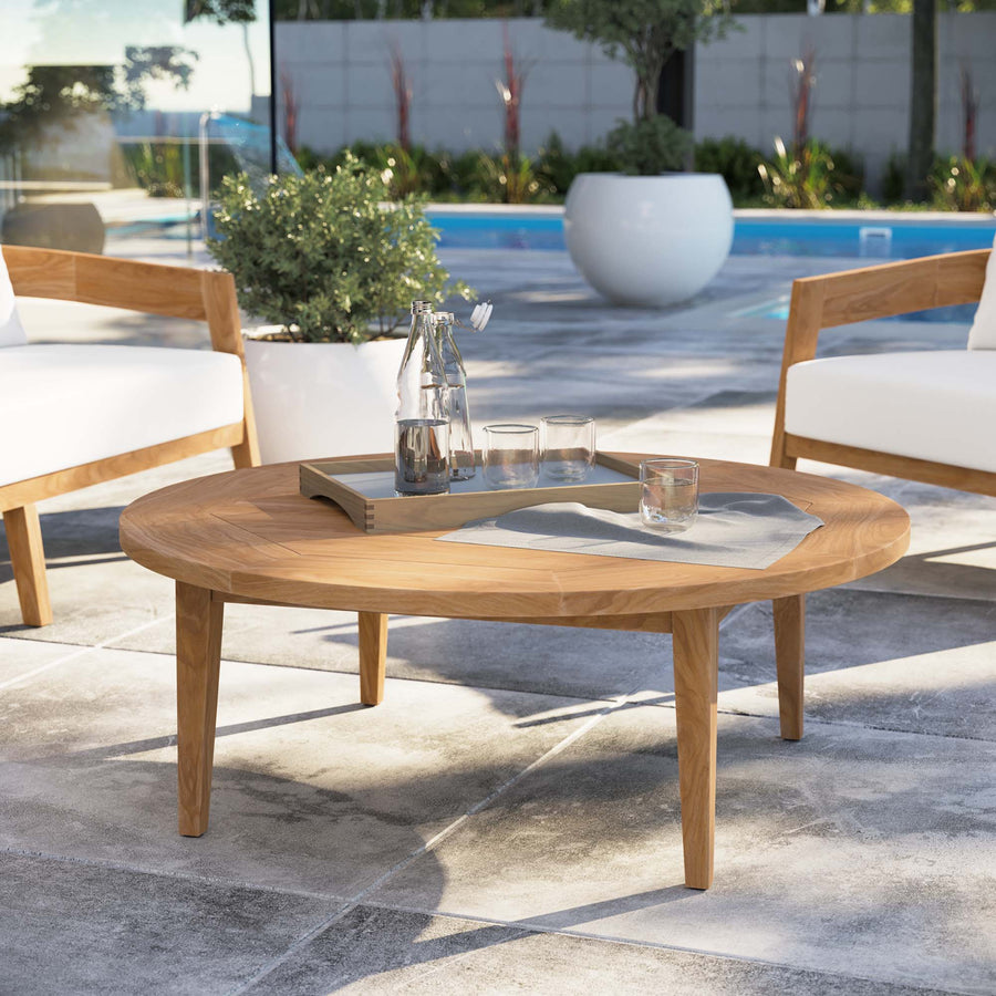Blake Teak Wood Outdoor Patio Coffee Table in Natural