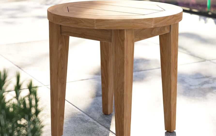 Blake Teak Wood Outdoor Patio Side Table in Natural