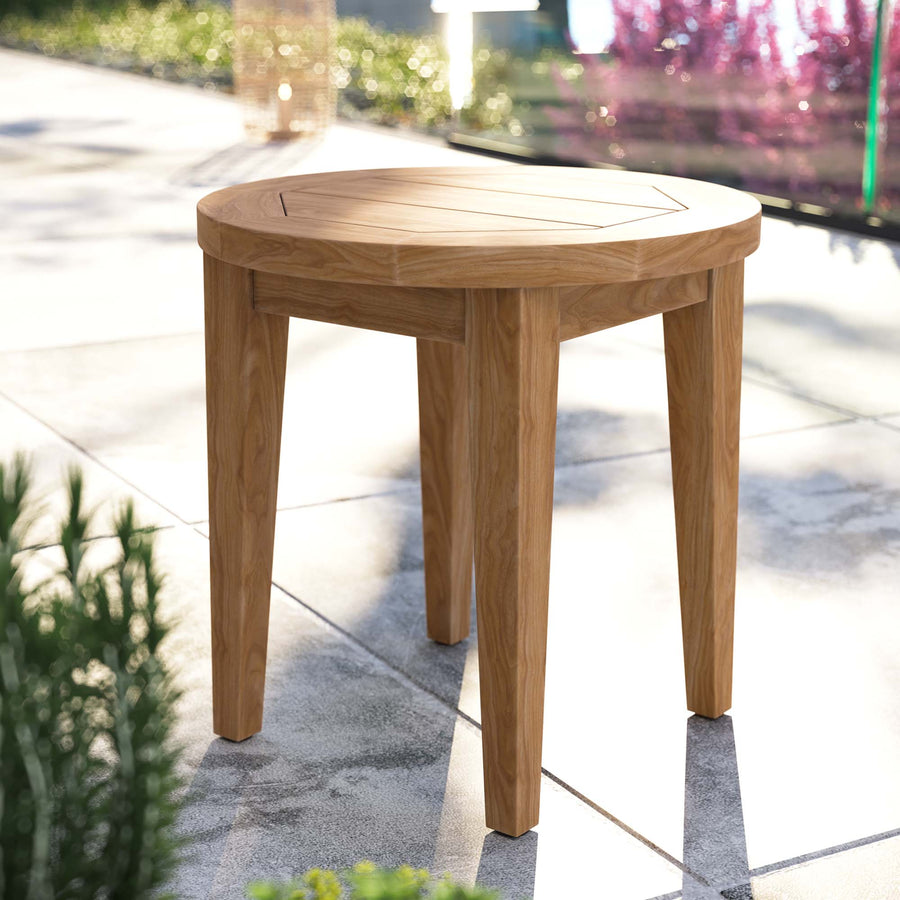 Blake Teak Wood Outdoor Patio Side Table in Natural