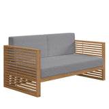 Avery Teak Wood Outdoor Patio Loveseat in Natural Gray
