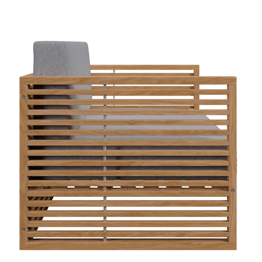 Avery Teak Wood Outdoor Patio Loveseat in Natural Gray