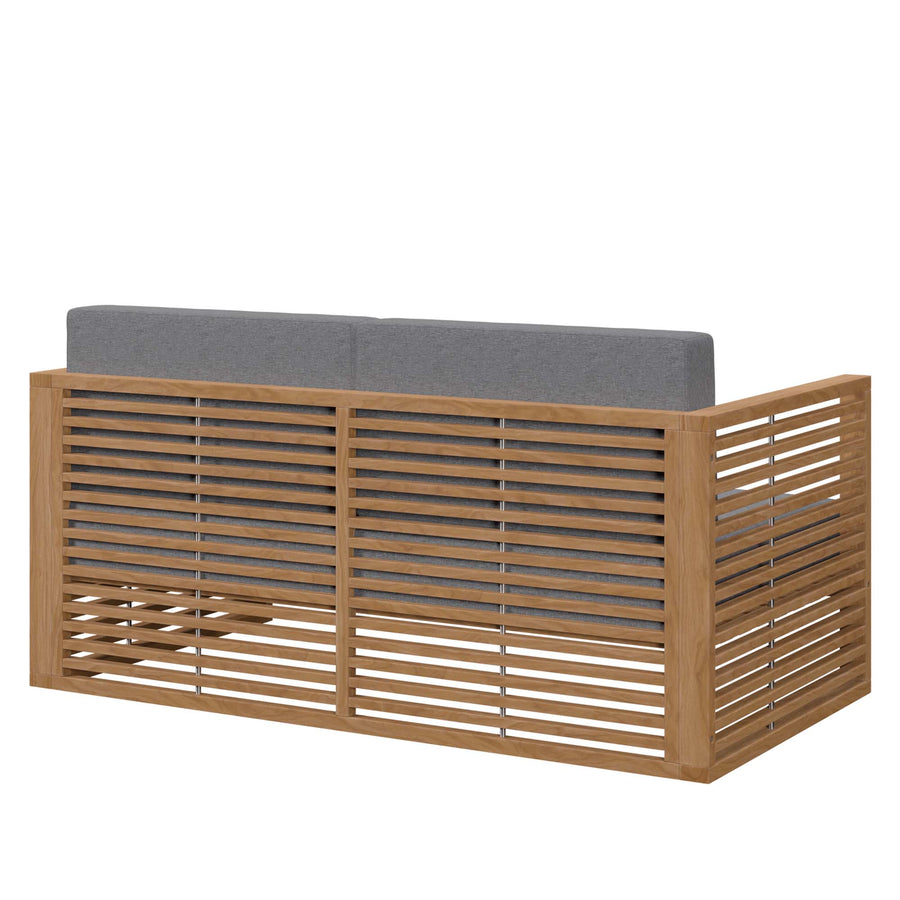 Avery Teak Wood Outdoor Patio Loveseat in Natural Gray
