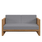 Avery Teak Wood Outdoor Patio Loveseat in Natural Gray