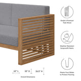 Avery Teak Wood Outdoor Patio Loveseat in Natural Gray
