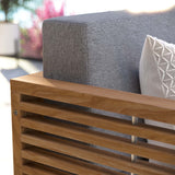 Avery Teak Wood Outdoor Patio Loveseat in Natural Gray
