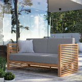 Avery Teak Wood Outdoor Patio Loveseat in Natural Gray