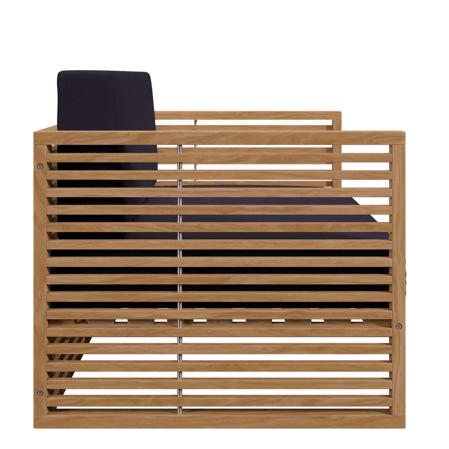 Avery Teak Wood Outdoor Patio Loveseat in Natural Navy