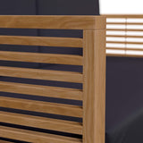 Avery Teak Wood Outdoor Patio Loveseat in Natural Navy