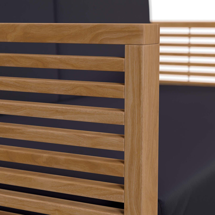 Avery Teak Wood Outdoor Patio Loveseat in Natural Navy