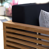 Avery Teak Wood Outdoor Patio Loveseat in Natural Navy
