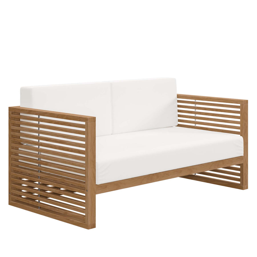 Avery Teak Wood Outdoor Patio Loveseat in Natural White