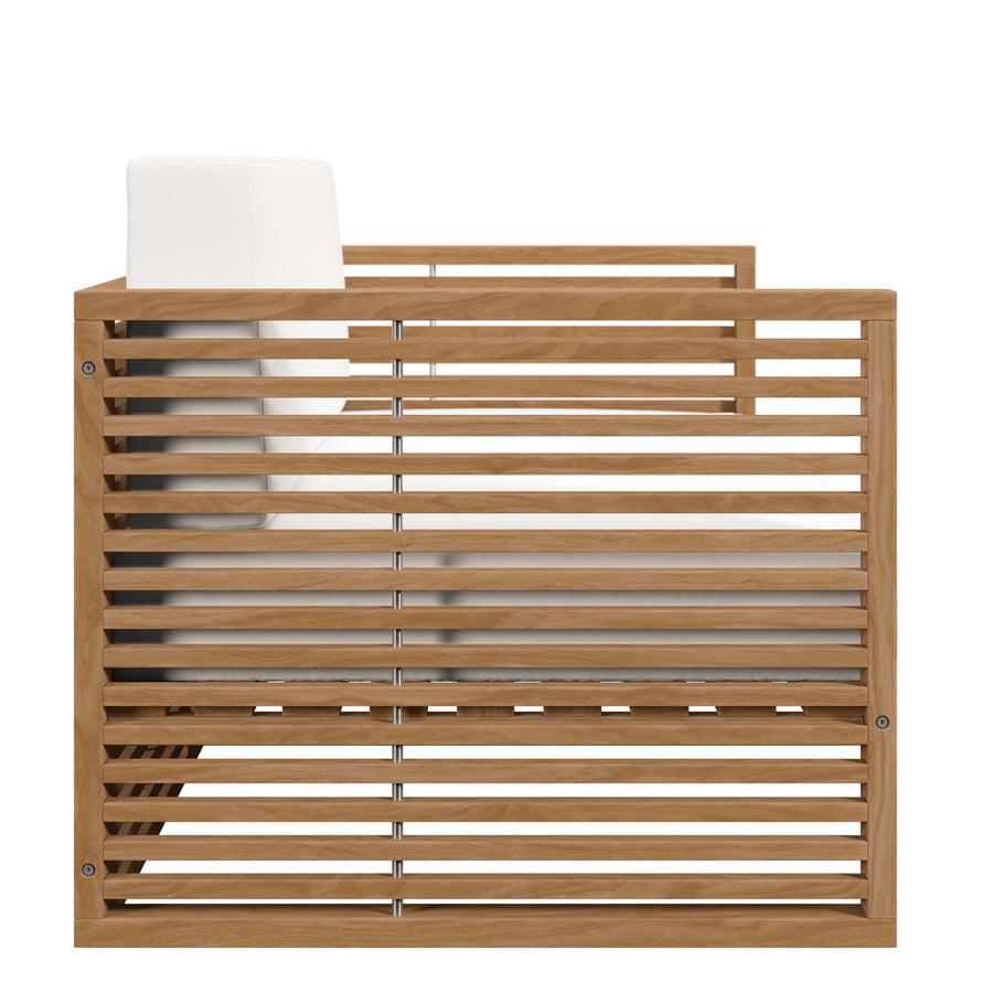 Avery Teak Wood Outdoor Patio Loveseat in Natural White