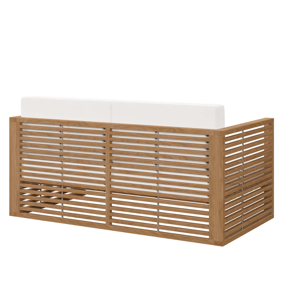 Avery Teak Wood Outdoor Patio Loveseat in Natural White