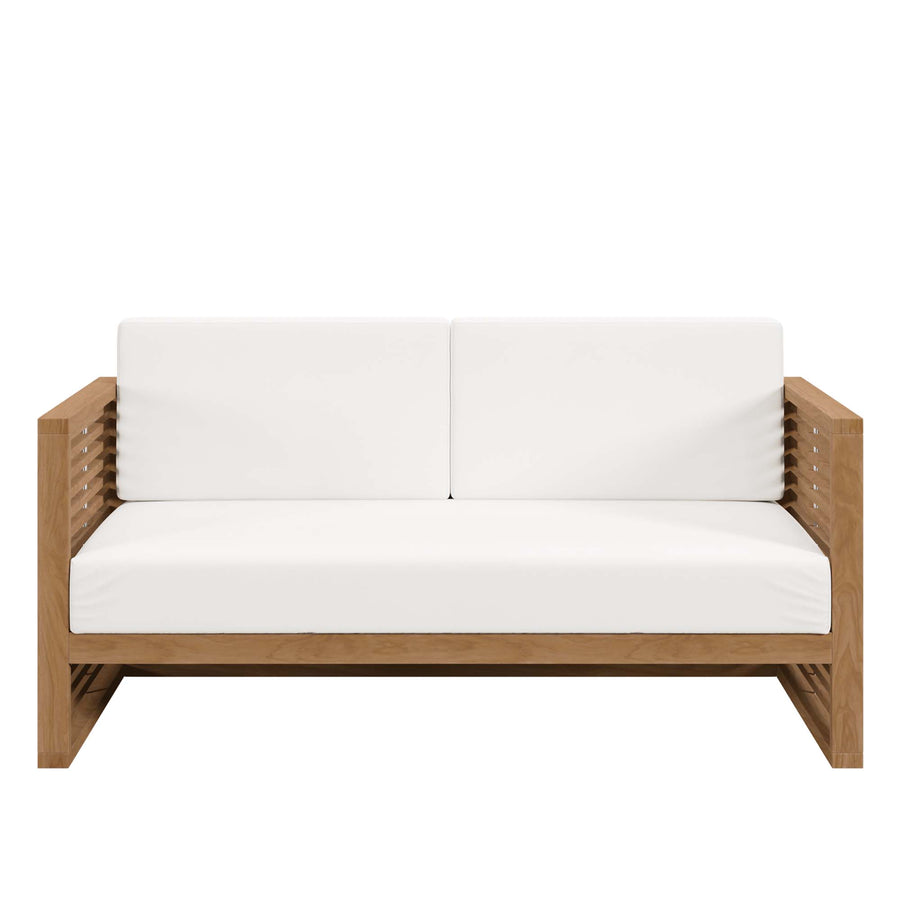 Avery Teak Wood Outdoor Patio Loveseat in Natural White