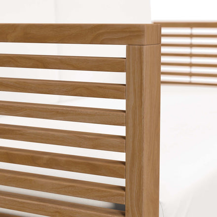 Carlsbad Teak Wood Outdoor Patio Loveseat in Natural White