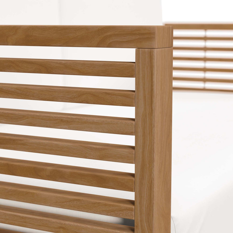 Avery Teak Wood Outdoor Patio Loveseat in Natural White