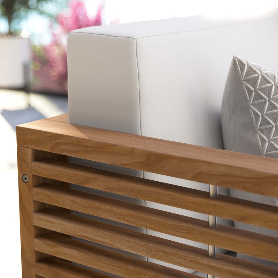 Avery Teak Wood Outdoor Patio Loveseat in Natural White