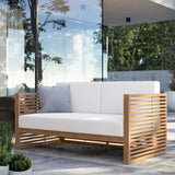 Avery Teak Wood Outdoor Patio Loveseat in Natural White
