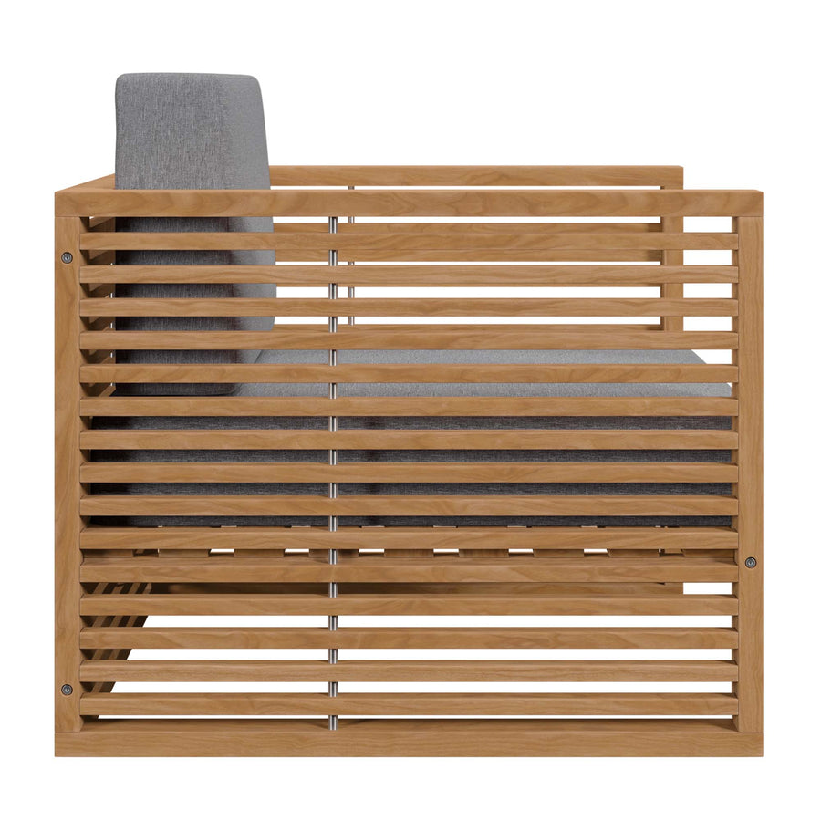 Avery Teak Wood Outdoor Patio Armchair in Natural Gray