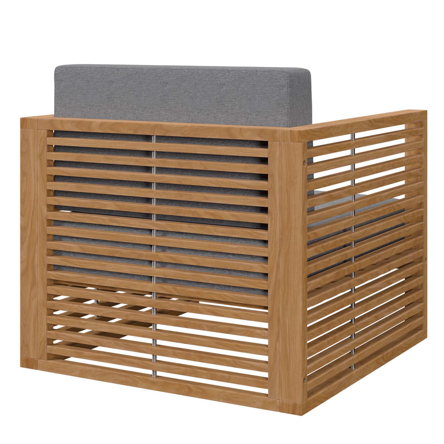Avery Teak Wood Outdoor Patio Armchair in Natural Gray