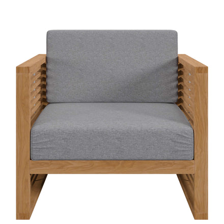 Carlsbad Teak Wood Outdoor Patio Armchair in Natural Gray