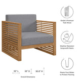 Avery Teak Wood Outdoor Patio Armchair in Natural Gray