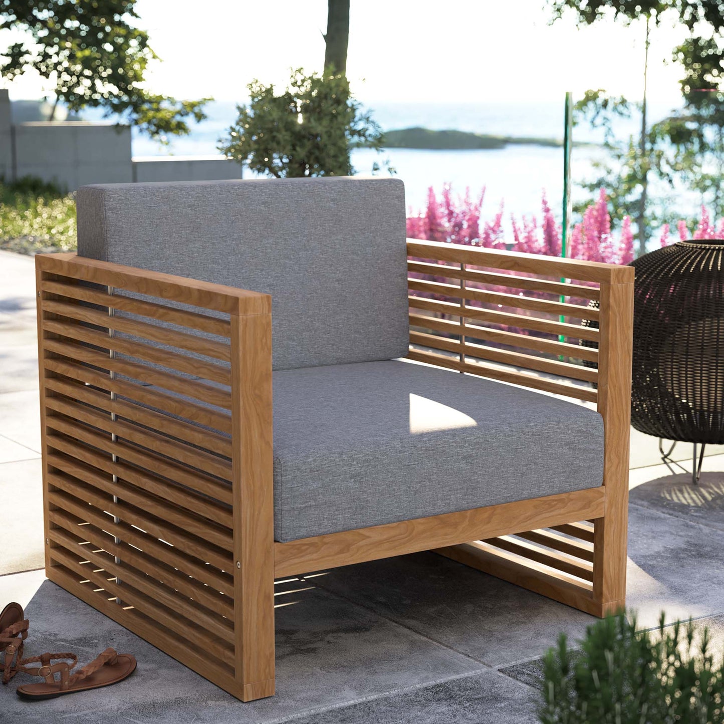 Carlsbad Teak Wood Outdoor Patio Armchair by Furniture For America