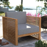 Avery Teak Wood Outdoor Patio Armchair in Natural Gray