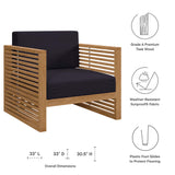 Avery Teak Wood Outdoor Patio Armchair in Natural Navy