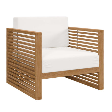 Carlsbad Teak Wood Outdoor Patio Armchair in Natural White