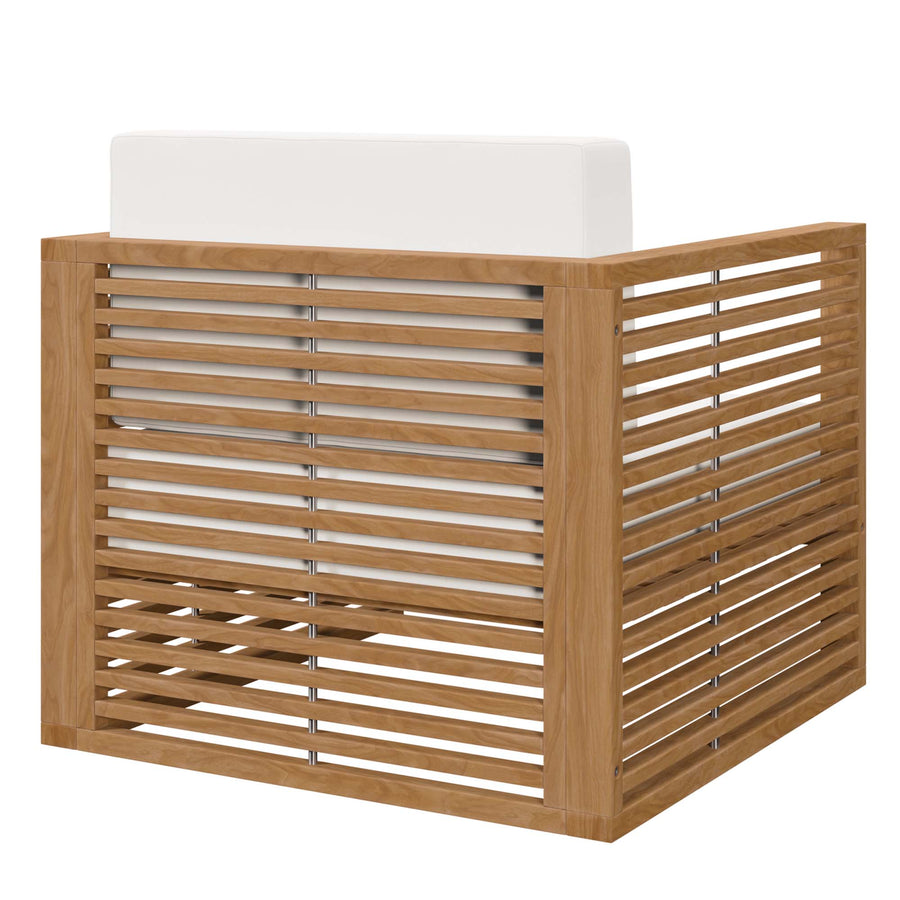 Avery Teak Wood Outdoor Patio Armchair in Natural White