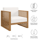 Avery Teak Wood Outdoor Patio Armchair in Natural White