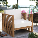 Avery Teak Wood Outdoor Patio Armchair in Natural White