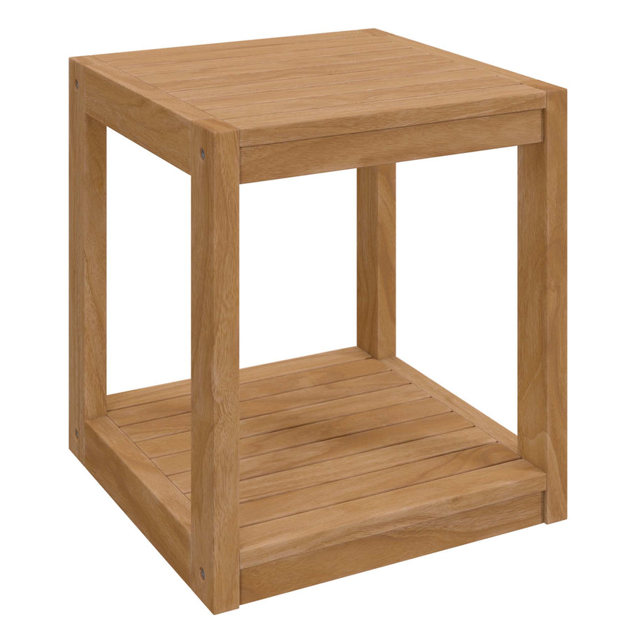Avery Teak Wood Outdoor Patio Side Table in Natural